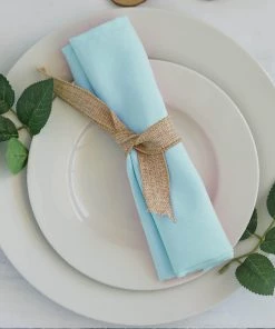 HIER_2210 5 Pack | Blue Seamless Cloth Dinner Napkins, Reusable Linen | 20"x20" Linen Napkins