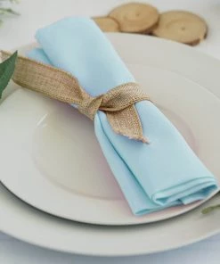 HIER_2210 5 Pack | Blue Seamless Cloth Dinner Napkins, Reusable Linen | 20"x20" Linen Napkins