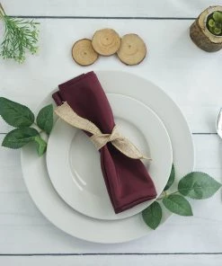 HIER_2210 5 Pack | Burgundy Seamless Cloth Dinner Napkins, Reusable Linen | 20"x20"