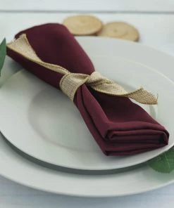 HIER_2210 5 Pack | Burgundy Seamless Cloth Dinner Napkins, Reusable Linen | 20"x20"
