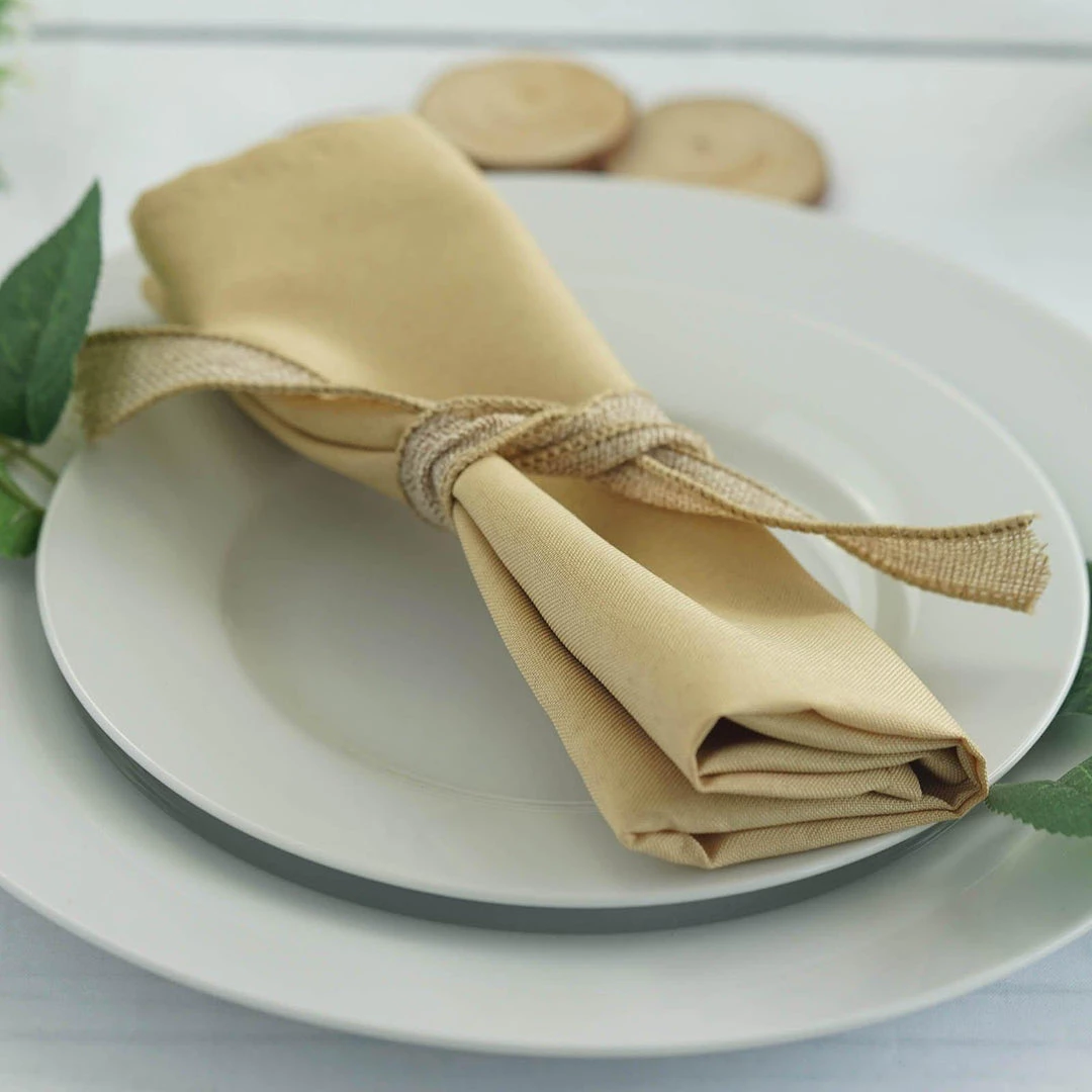 HIER_2210 5 Pack | Champagne Seamless Cloth Dinner Napkins, Reusable Linen | 20"x20" 1 HIER_2210 5 Pack | Champagne Seamless Cloth Dinner Napkins, Reusable Linen | 20"x20"