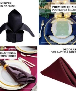 HIER_2210 Linen Napkins 5 Pack | Purple Seamless Cloth Dinner Napkins, Reusable Linen | 20