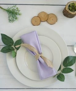 HIER_2210 5 Pack | Lavender Seamless Cloth Dinner Napkins, Reusable Linen | 20"x20" Linen Napkins