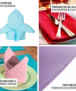 HIER_2210 5 Pack | Blush | Rose Gold Seamless Cloth Dinner Napkins, Reusable Linen | 20