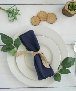 HIER_2210 5 Pack | Navy Blue Seamless Cloth Dinner Napkins, Reusable Linen | 20"x20"