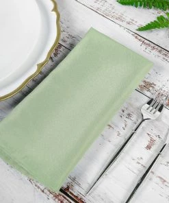 HIER_2210 5 Pack | Sage Green Polyester Linen Dinner Cloth Napkins, Reusable Linen | 20"x20" | Washable Linen Napkins