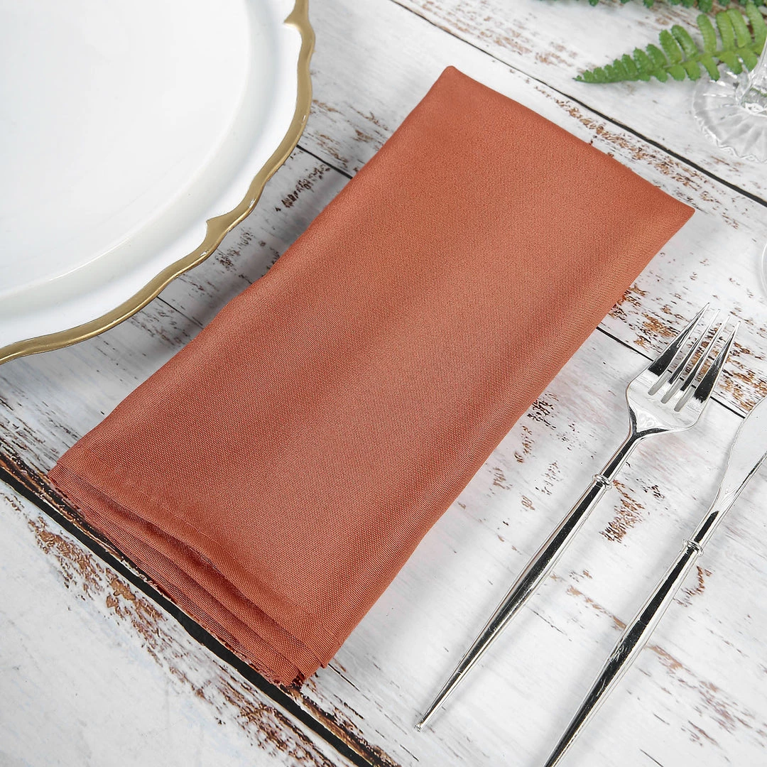 HIER_2210 5 Pack | Terracotta Polyester Linen Dinner Cloth Napkins, Reusable Linen | 20"x20" | Washable Linen Napkins 2 HIER_2210 5 Pack | Terracotta Polyester Linen Dinner Cloth Napkins, Reusable Linen | 20"x20" | Washable Linen Napkins