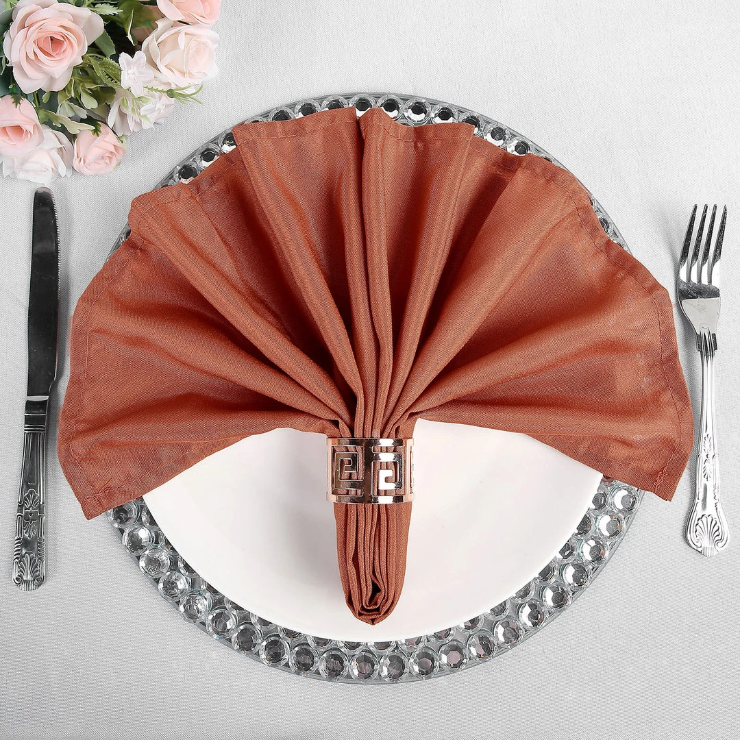 HIER_2210 5 Pack | Terracotta Polyester Linen Dinner Cloth Napkins, Reusable Linen | 20"x20" | Washable Linen Napkins 10 HIER_2210 5 Pack | Terracotta Polyester Linen Dinner Cloth Napkins, Reusable Linen | 20"x20" | Washable Linen Napkins