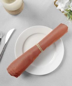 HIER_2210 5 Pack | Terracotta Polyester Linen Dinner Cloth Napkins, Reusable Linen | 20"x20" | Washable Linen Napkins 22 HIER_2210 5 Pack | Terracotta Polyester Linen Dinner Cloth Napkins, Reusable Linen | 20