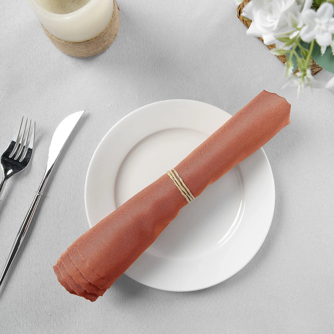 HIER_2210 5 Pack | Terracotta Polyester Linen Dinner Cloth Napkins, Reusable Linen | 20"x20" | Washable Linen Napkins 11 HIER_2210 5 Pack | Terracotta Polyester Linen Dinner Cloth Napkins, Reusable Linen | 20"x20" | Washable Linen Napkins