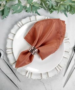 HIER_2210 5 Pack | Terracotta Polyester Linen Dinner Cloth Napkins, Reusable Linen | 20"x20" | Washable Linen Napkins 18 HIER_2210 5 Pack | Terracotta Polyester Linen Dinner Cloth Napkins, Reusable Linen | 20