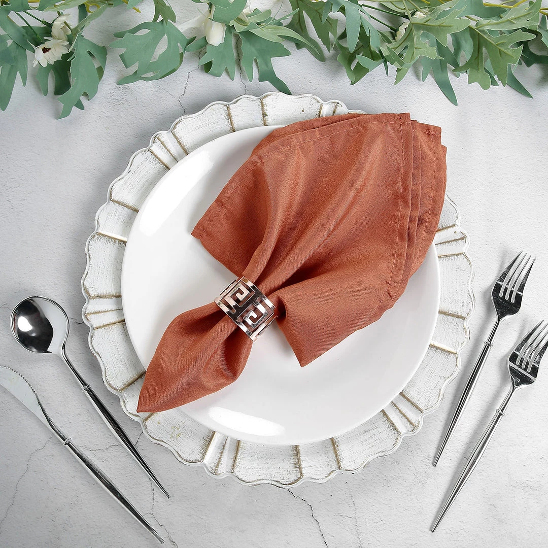 HIER_2210 5 Pack | Terracotta Polyester Linen Dinner Cloth Napkins, Reusable Linen | 20"x20" | Washable Linen Napkins 7 HIER_2210 5 Pack | Terracotta Polyester Linen Dinner Cloth Napkins, Reusable Linen | 20"x20" | Washable Linen Napkins
