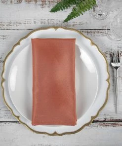 HIER_2210 5 Pack | Terracotta Polyester Linen Dinner Cloth Napkins, Reusable Linen | 20"x20" | Washable Linen Napkins