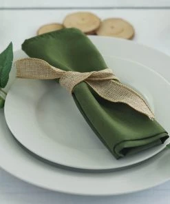 HIER_2210 5 Pack | Olive Green Seamless Cloth Dinner Napkins, Reusable Linen | 20"x20" Linen Napkins