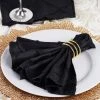 HIER_2210 Linen Napkins 5 Pack | Black Pintuck Satin Cloth Dinner Napkins, Wrinkle Resistant | 17"x17"