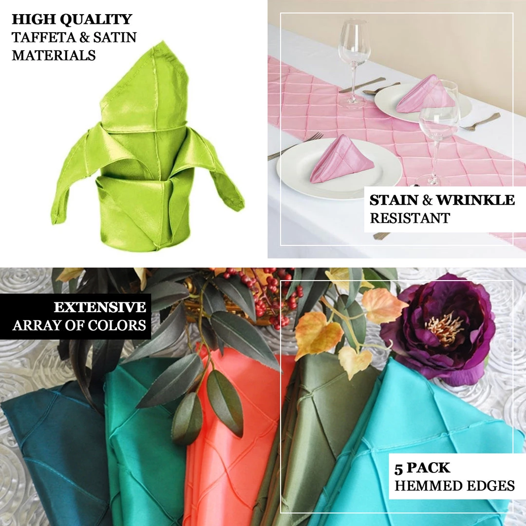 HIER_2210 5 Pack | Orange Pintuck Satin Cloth Dinner Napkins, Wrinkle Resistant | 17"x17" Linen Napkins 5 HIER_2210 5 Pack | Orange Pintuck Satin Cloth Dinner Napkins, Wrinkle Resistant | 17"x17" Linen Napkins
