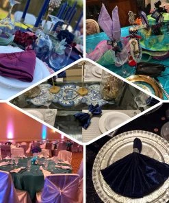 HIER_2210 Linen Napkins 5 Pack | Black Pintuck Satin Cloth Dinner Napkins, Wrinkle Resistant | 17