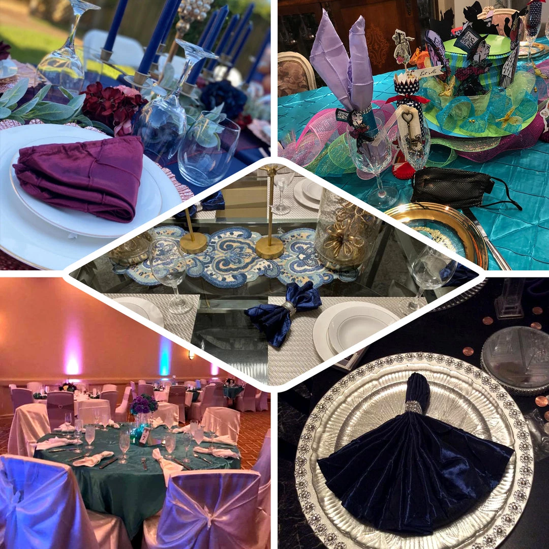 HIER_2210 5 Pack | Orange Pintuck Satin Cloth Dinner Napkins, Wrinkle Resistant | 17"x17" Linen Napkins 4 HIER_2210 5 Pack | Orange Pintuck Satin Cloth Dinner Napkins, Wrinkle Resistant | 17"x17" Linen Napkins