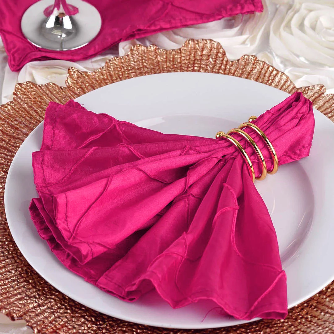 HIER_2210 5 Pack | Fuchsia Pintuck Satin Cloth Dinner Napkins, Wrinkle Resistant | 17"x17" 1 HIER_2210 5 Pack | Fuchsia Pintuck Satin Cloth Dinner Napkins, Wrinkle Resistant | 17"x17"