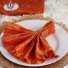 HIER_2210 5 Pack | Orange Pintuck Satin Cloth Dinner Napkins, Wrinkle Resistant | 17"x17" Linen Napkins