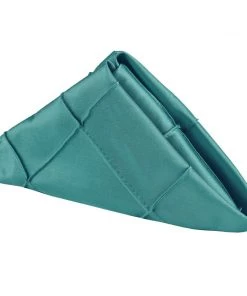 HIER_2210 5 Pack | Turquoise Pintuck Satin Cloth Dinner Napkins, Wrinkle Resistant | 17