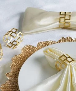 HIER_2210 4 Pack Gold Plated Aluminium Napkin Rings