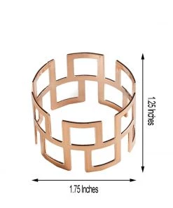 HIER_2210 4 Pack Rose Gold Plated Aluminium Napkin Rings Linen Napkins
