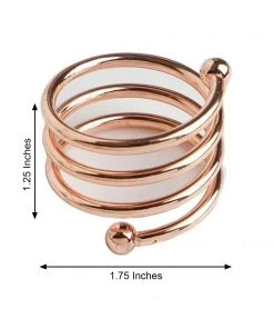 HIER_2210 4 Pack Rose Gold Plated Aluminium Spiral Napkin Rings Linen Napkins