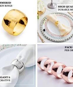 HIER_2310 4 Pack Metallic Gold Hammered Napkin Rings Linen Napkins 17 HIER_2310 4 Pack Metallic Gold Hammered Napkin Rings Linen Napkins