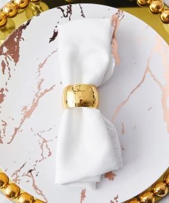 HIER_2310 4 Pack Metallic Gold Hammered Napkin Rings Linen Napkins 23 HIER_2310 4 Pack Metallic Gold Hammered Napkin Rings Linen Napkins
