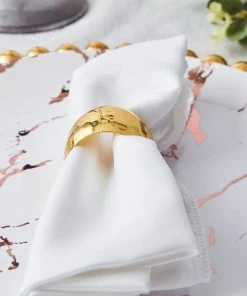 HIER_2310 4 Pack Metallic Gold Hammered Napkin Rings Linen Napkins 25 HIER_2310 4 Pack Metallic Gold Hammered Napkin Rings Linen Napkins