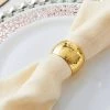 HIER_2310 4 Pack Metallic Gold Hammered Napkin Rings Linen Napkins