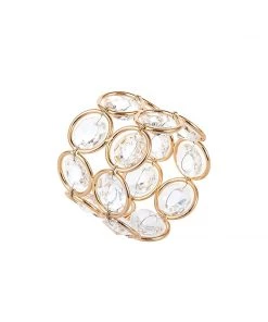 HIER_2210 4 PCS Wholesale Gold Bling Glass Crystal Gem Napkin Rings For Party Table Decoration