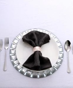 HIER_2310 4 Pack Rose Gold Metallic Napkin Rings With Geometric Engraved Design - Blush