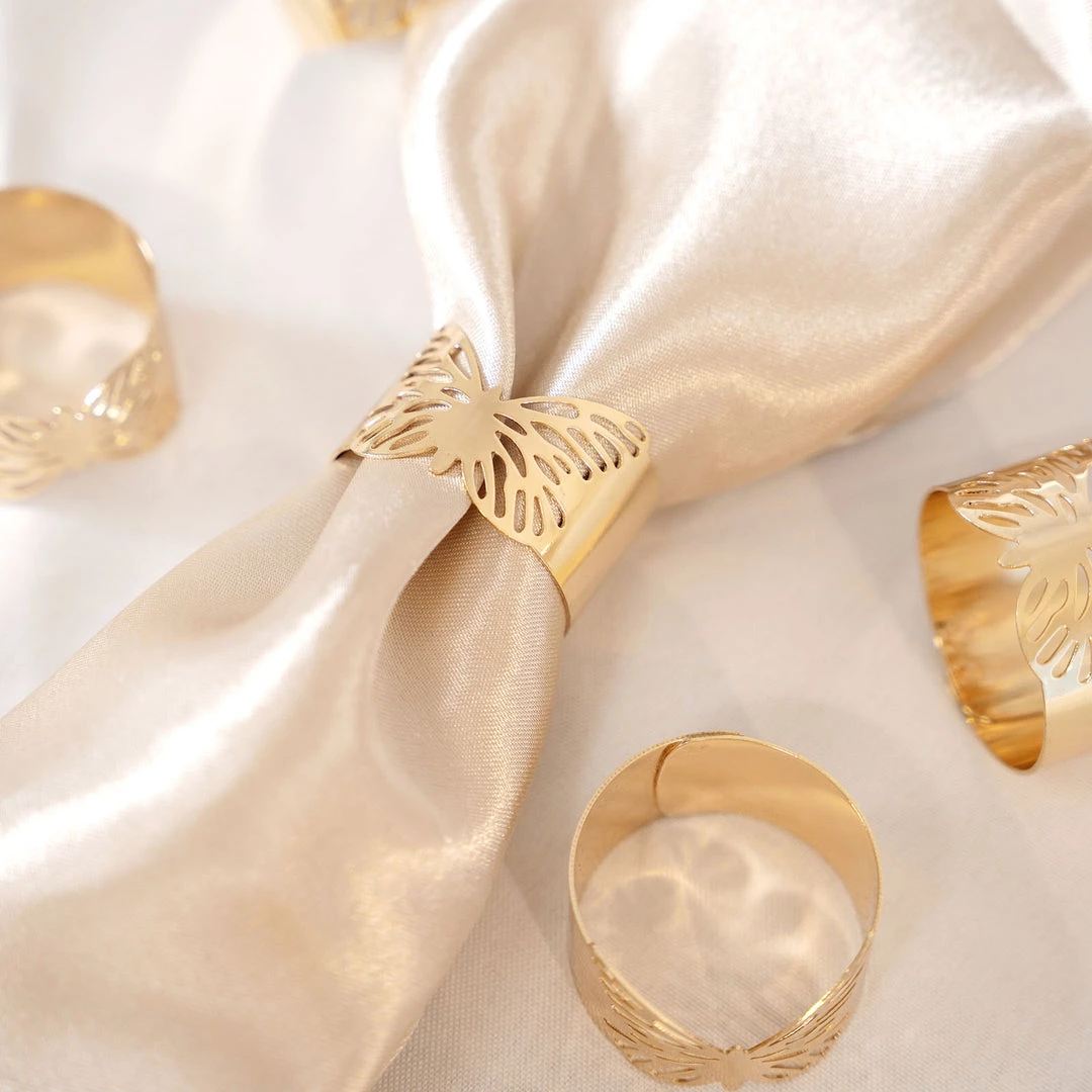 HIER_2310 Linen Napkins 5 Pack | Metallic Gold Butterfly Napkin Rings, Paper Napkin Holders 16 HIER_2310 Linen Napkins 5 Pack | Metallic Gold Butterfly Napkin Rings, Paper Napkin Holders