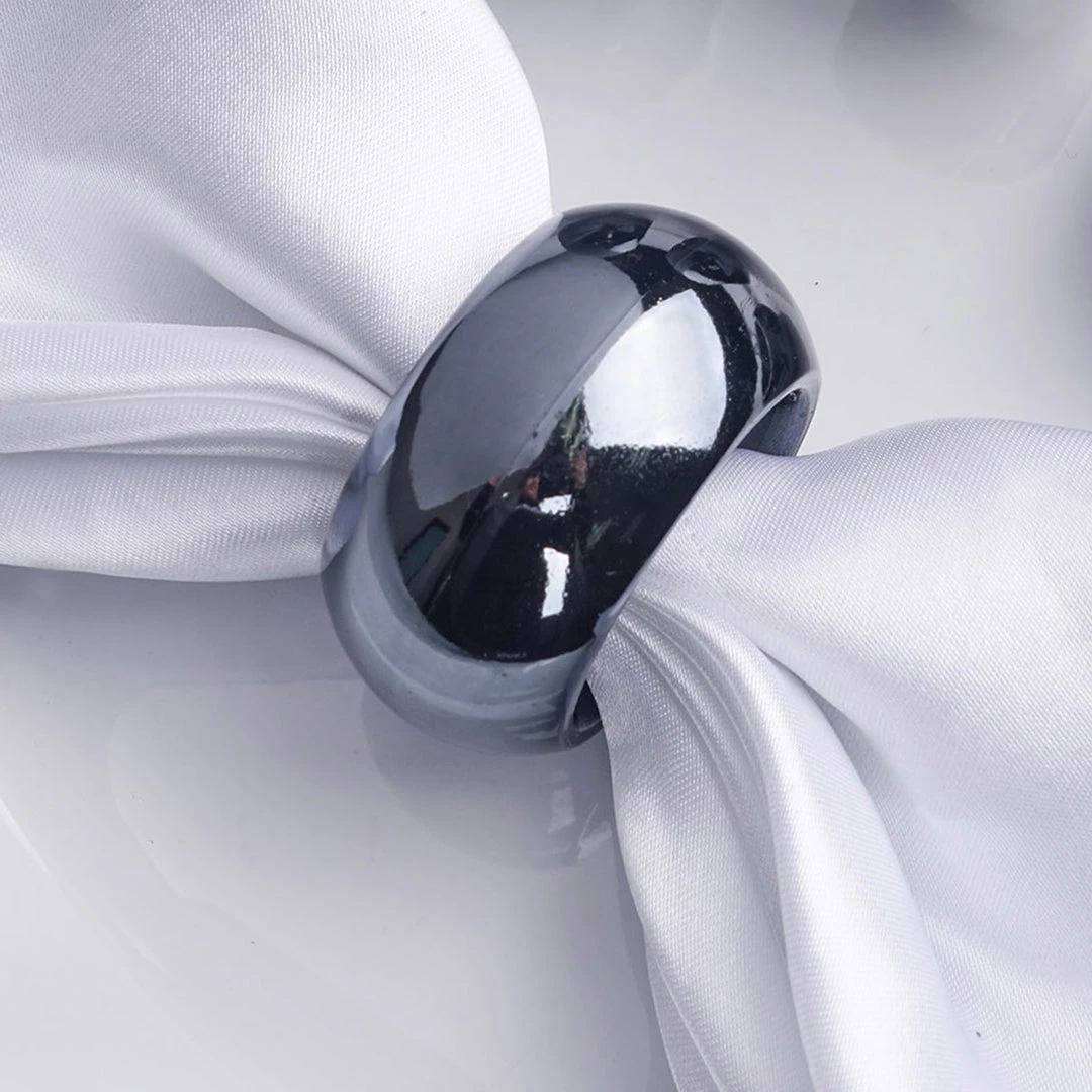 HIER_2210 Pack Of 4 | Charcoal Gray Acrylic Napkin Rings 2 HIER_2210 Pack Of 4 | Charcoal Gray Acrylic Napkin Rings