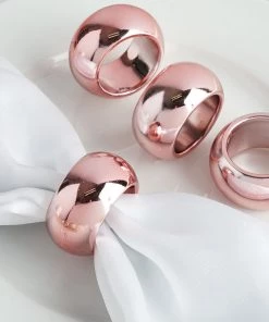 HIER_2210 Linen Napkins Pack Of 4 | Blush | Rose Gold Acrylic Napkin Rings