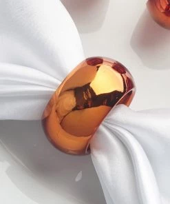 HIER_2210 Pack Of 4 | Copper Acrylic Napkin Rings Linen Napkins