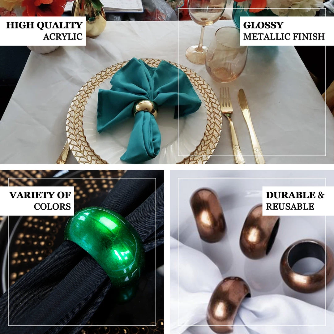 HIER_2210 Pack Of 4 | Charcoal Gray Acrylic Napkin Rings 4 HIER_2210 Pack Of 4 | Charcoal Gray Acrylic Napkin Rings