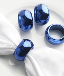 HIER_2210 Pack Of 4 | Navy Blue Acrylic Napkin Rings