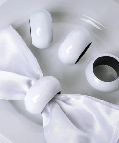 HIER_2210 Pack Of 4 | White Acrylic Napkin Rings