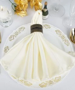 HIER_2210 10 Pack | Ivory Premium 250 GSM Polyester Cloth Dinner Napkins | 20"x20"