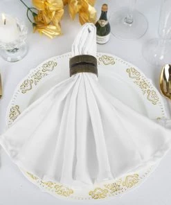 HIER_2210 Linen Napkins 10 Pack | White Premium 250 GSM Polyester Cloth Dinner Napkins | 20"x20"