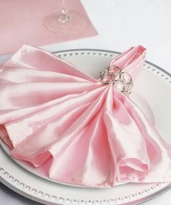 HIER_2210 Linen Napkins 5 Pack | Blush | Rose Gold Seamless Satin Cloth Dinner Napkins, Wrinkle Resistant | 20"x20"