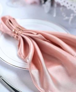 HIER_2210 5 Pack | Dusty Rose Seamless Satin Cloth Dinner Napkins, Wrinkle Resistant | 20