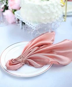 HIER_2210 5 Pack | Dusty Rose Seamless Satin Cloth Dinner Napkins, Wrinkle Resistant | 20