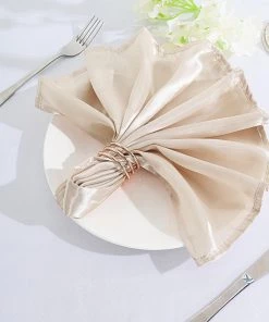 HIER_2210 5 Pack | Beige Seamless Satin Cloth Dinner Napkins, Wrinkle Resistant | 20"x20" Linen Napkins