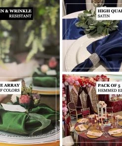 HIER_2210 5 Pack | Pink Seamless Satin Cloth Dinner Napkins, Wrinkle Resistant | 20