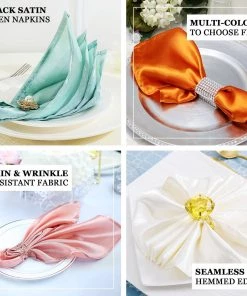 HIER_2210 5 Pack | Terracotta Seamless Satin Cloth Dinner Napkins, Wrinkle Resistant | 20