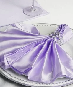 HIER_2210 5 Pack | Lavender Seamless Satin Cloth Dinner Napkins, Wrinkle Resistant | 20"x20" Linen Napkins
